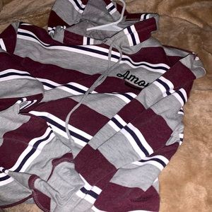 Striped hoodie with tie-front kind karma